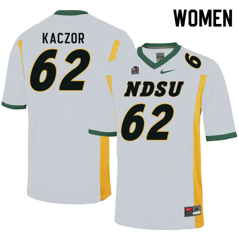 Women #62 John Kaczor North Dakota State Bison College Football Jerseys Sale-White - Click Image to Close